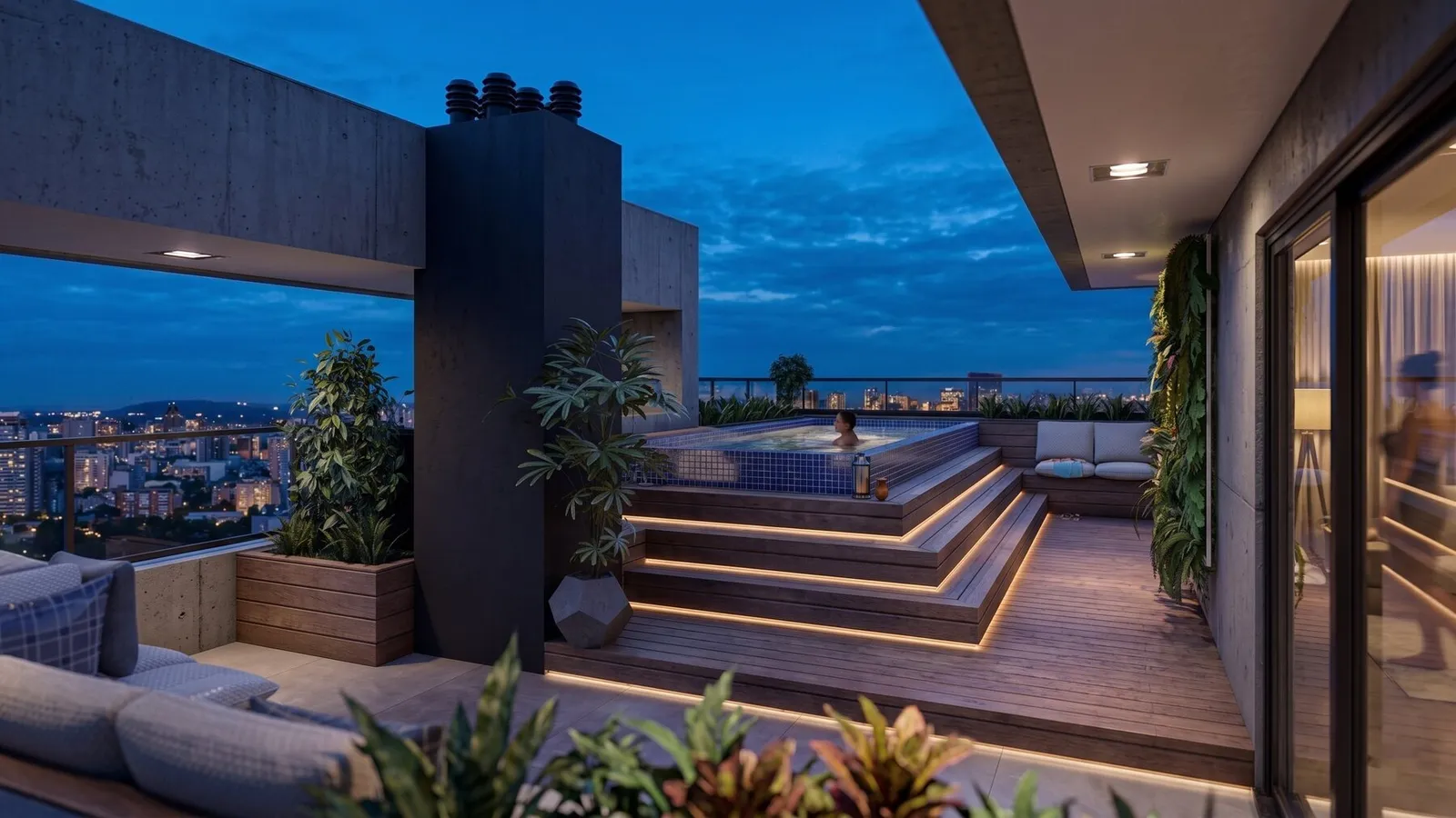 Espaço de estar no rooftop